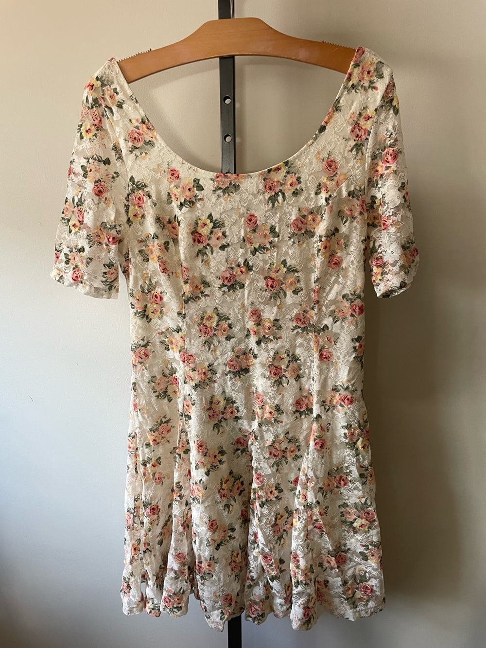 Suzy Shier Floral Lace Fit & Flare Skater Dress Coquette Cottagecore Size XL